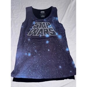 Star Wars Rock & Republic Galaxy Space Print Tank Top Glitter Logo Rhinestone L